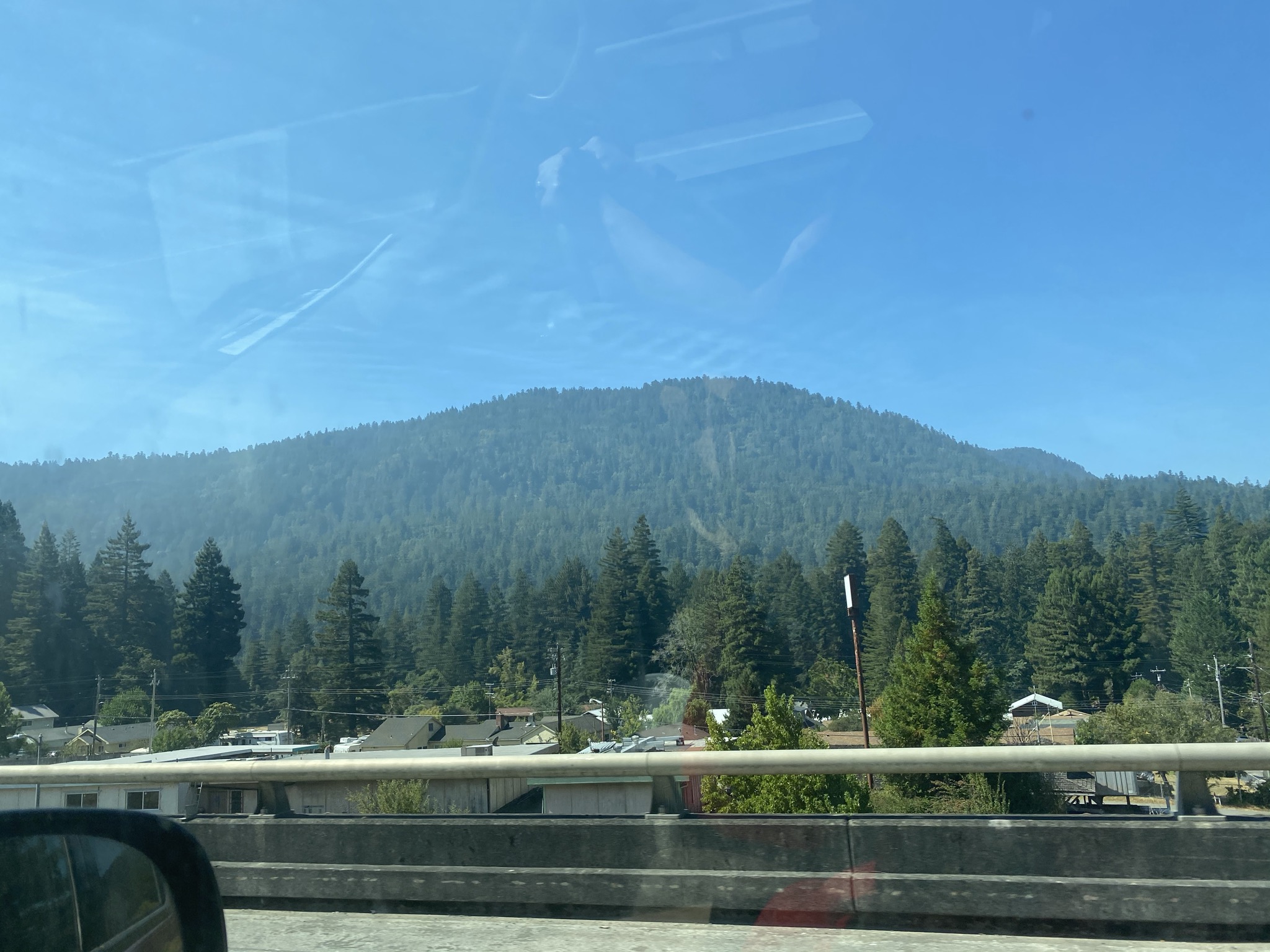 Picture of a town taken from a highway
